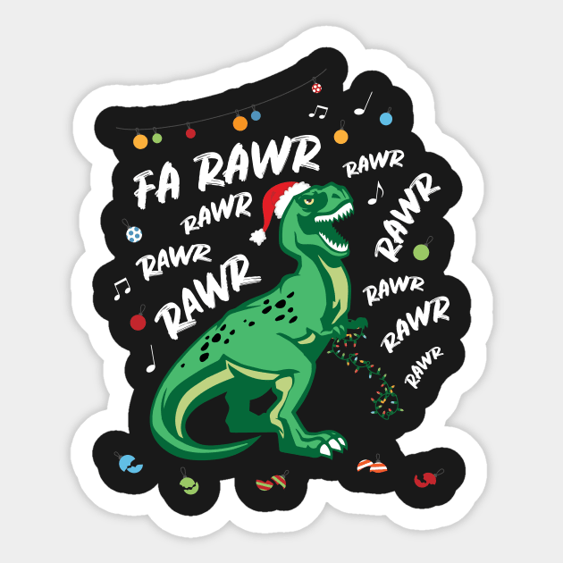 Fa Rawr Dinosaur Rex Crashing Christmas Funny Sticker by GDLife